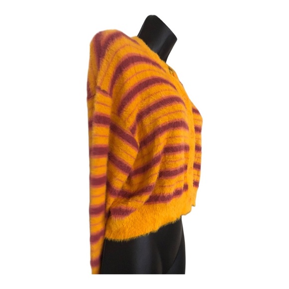 levi’s orange pink stripe fuzzy cardigan sweater size small brand new - Picture 11 of 12
